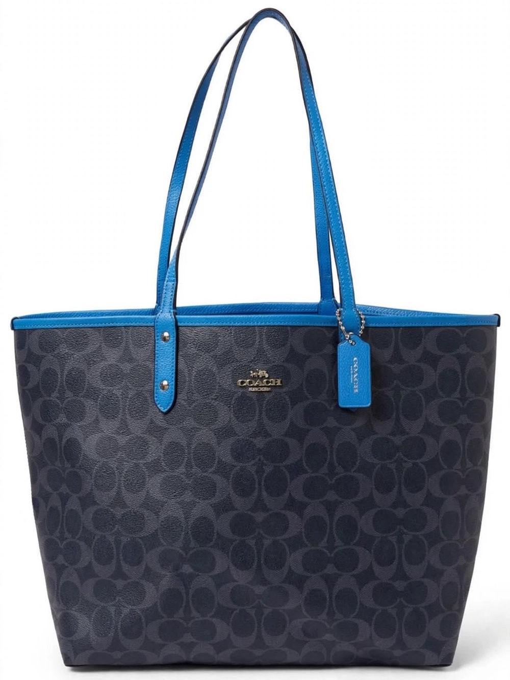 Coach Reversible City Tote in Signature Canvas Denim / Azure Blue